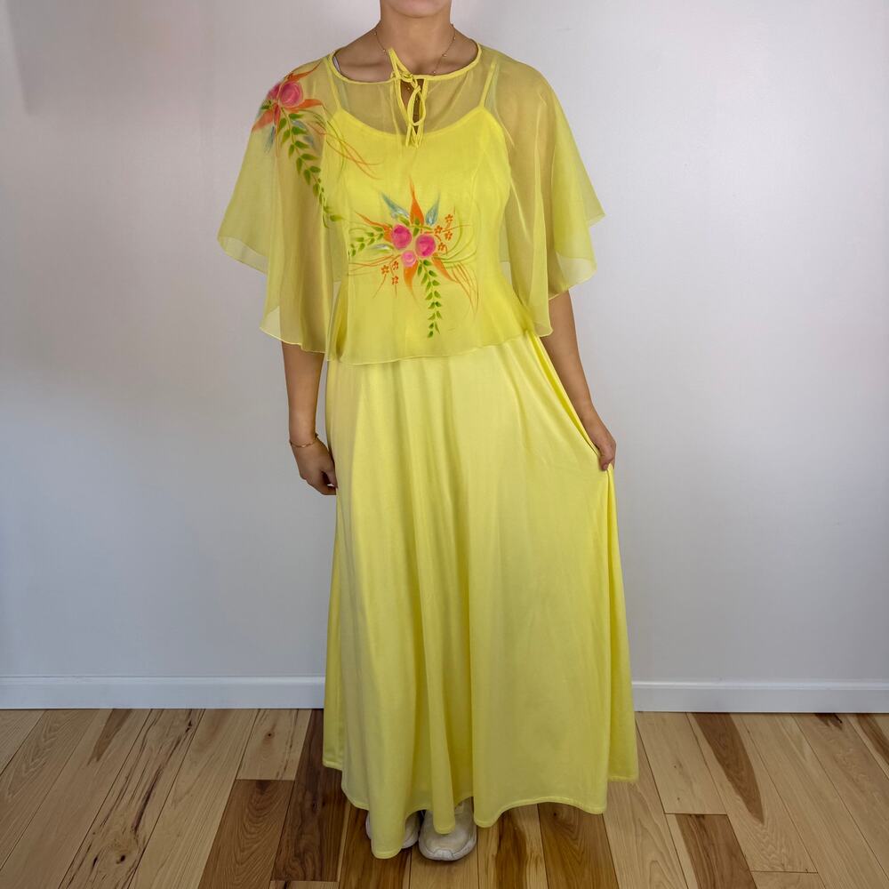 Vintage sunshine yellow 2 piece maxi dress size S